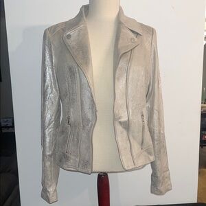 CHARLIE B Silver Leather Jacket